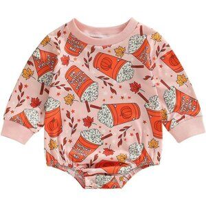 Halloween Newborn Baby Girl Outfit Pumpkin Sweatshirt Romper‎ Long Sleeve Onesie